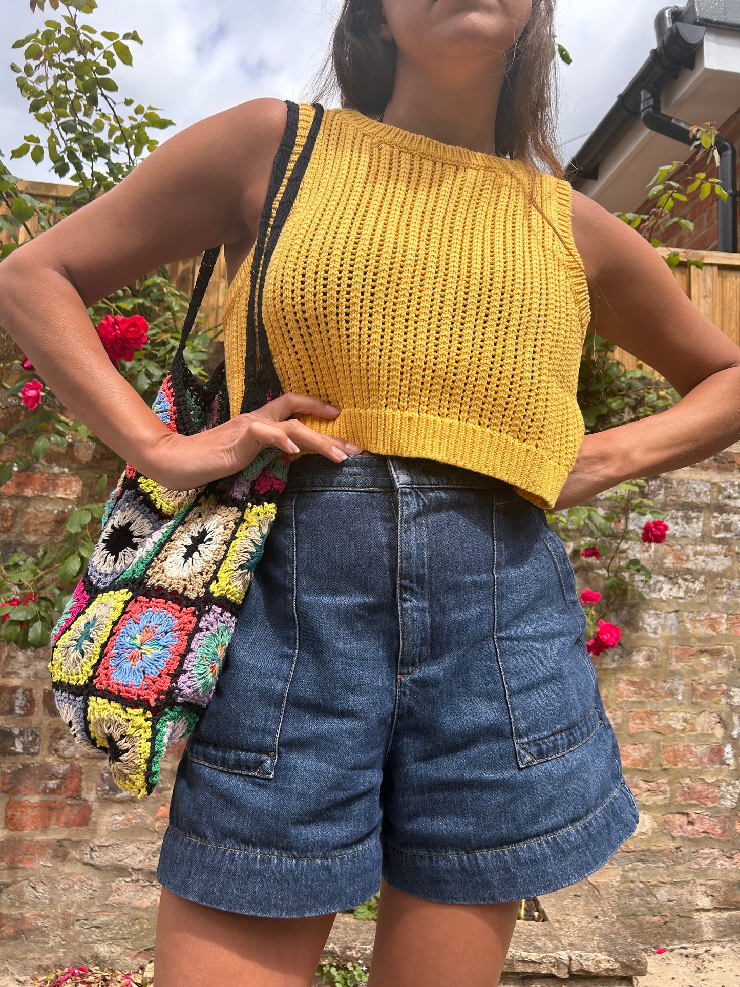 Granny Square Crochet Tote / Shoulder Bag