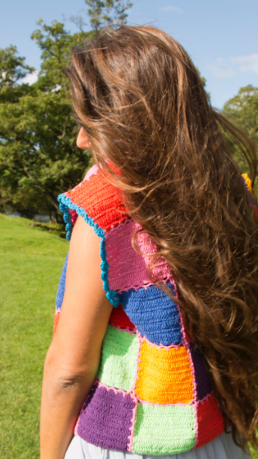 SAMPLE Checkerboard Waistcoat with Odd Scalloped Edging