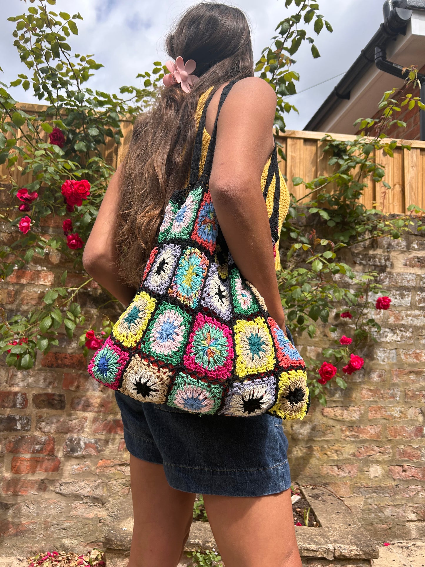 Granny Square Crochet Tote / Shoulder Bag