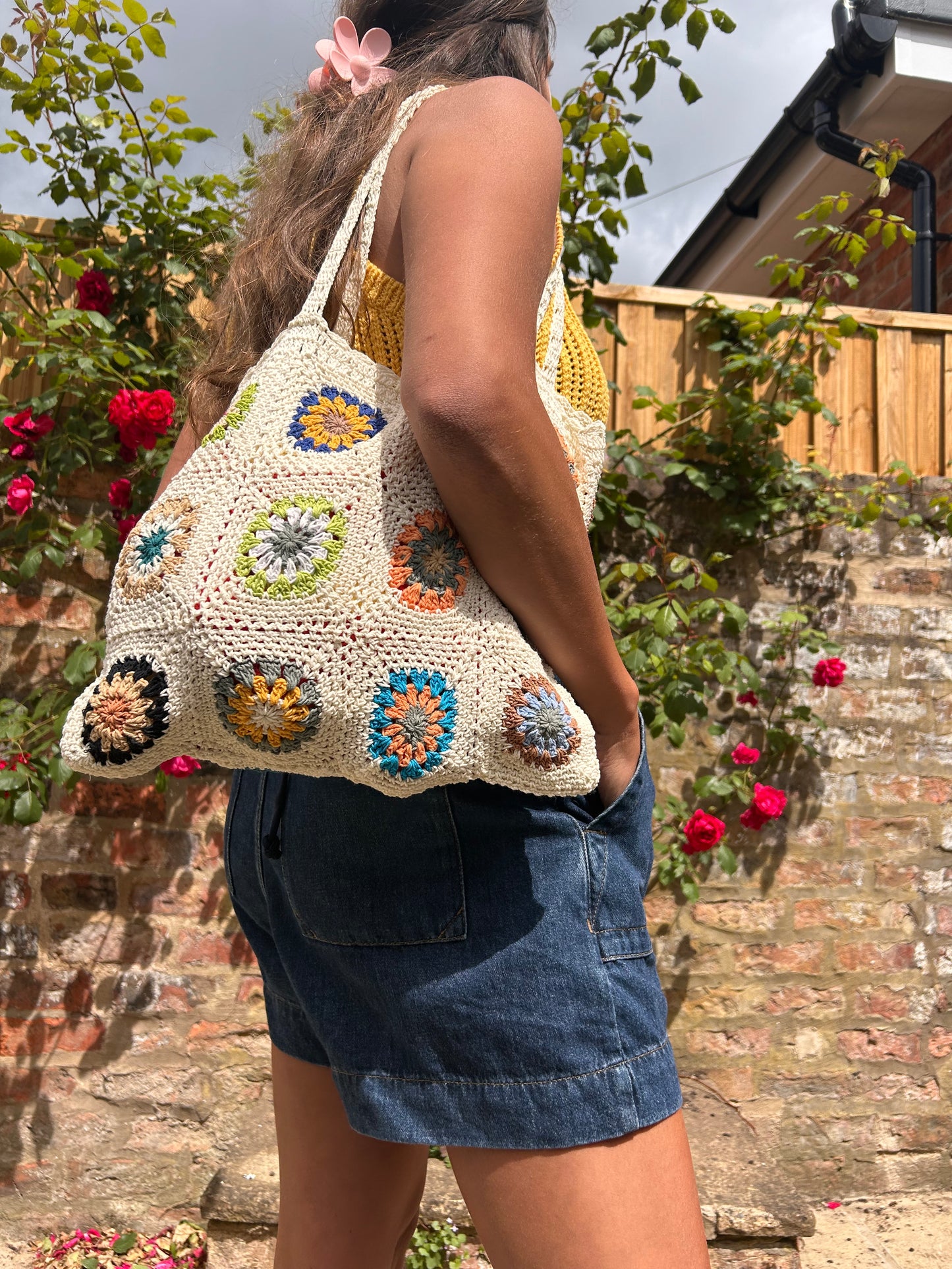 Granny Square Crochet Tote / Shoulder Bag