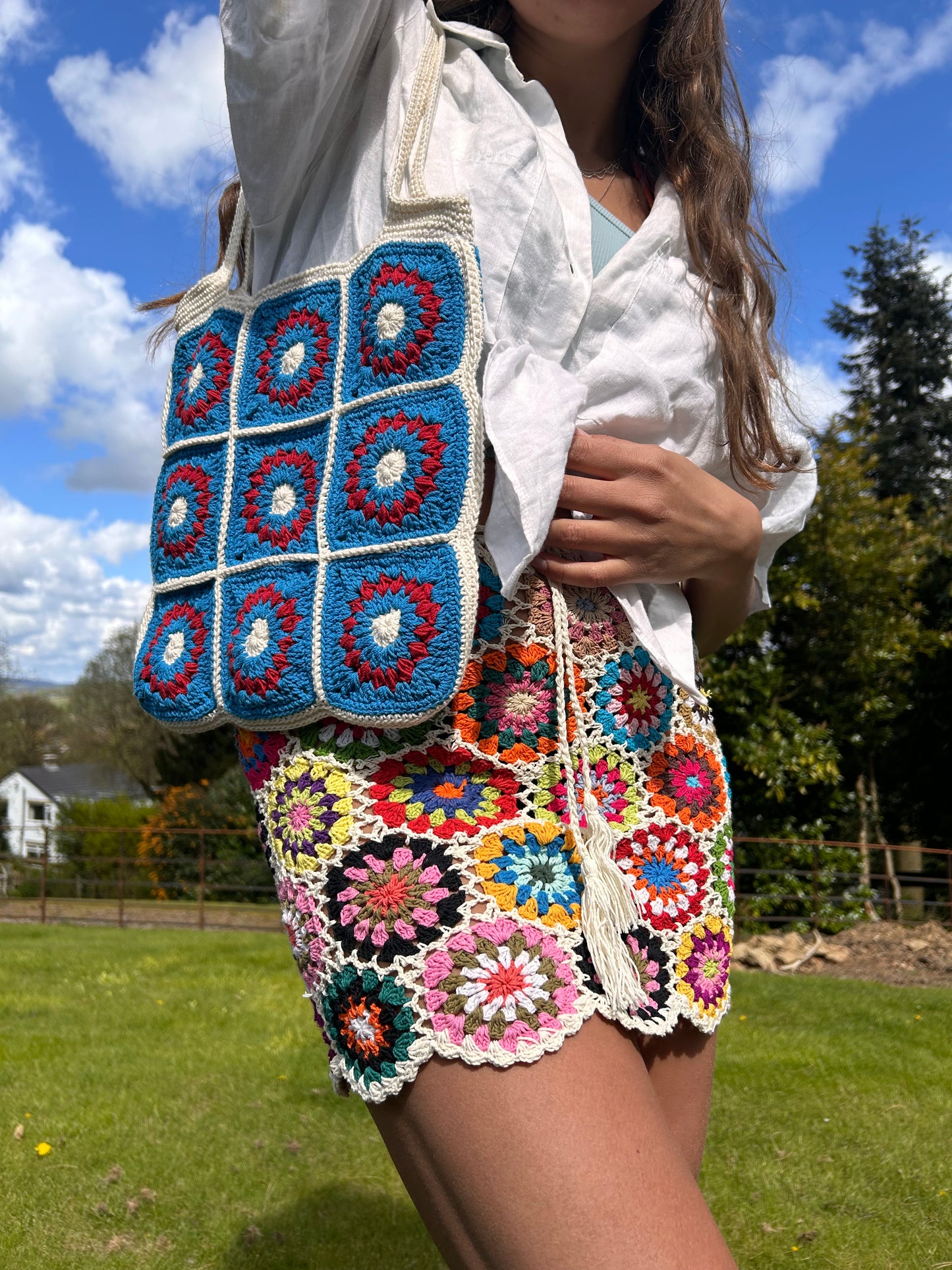 Granny Square Tote Bag with zip