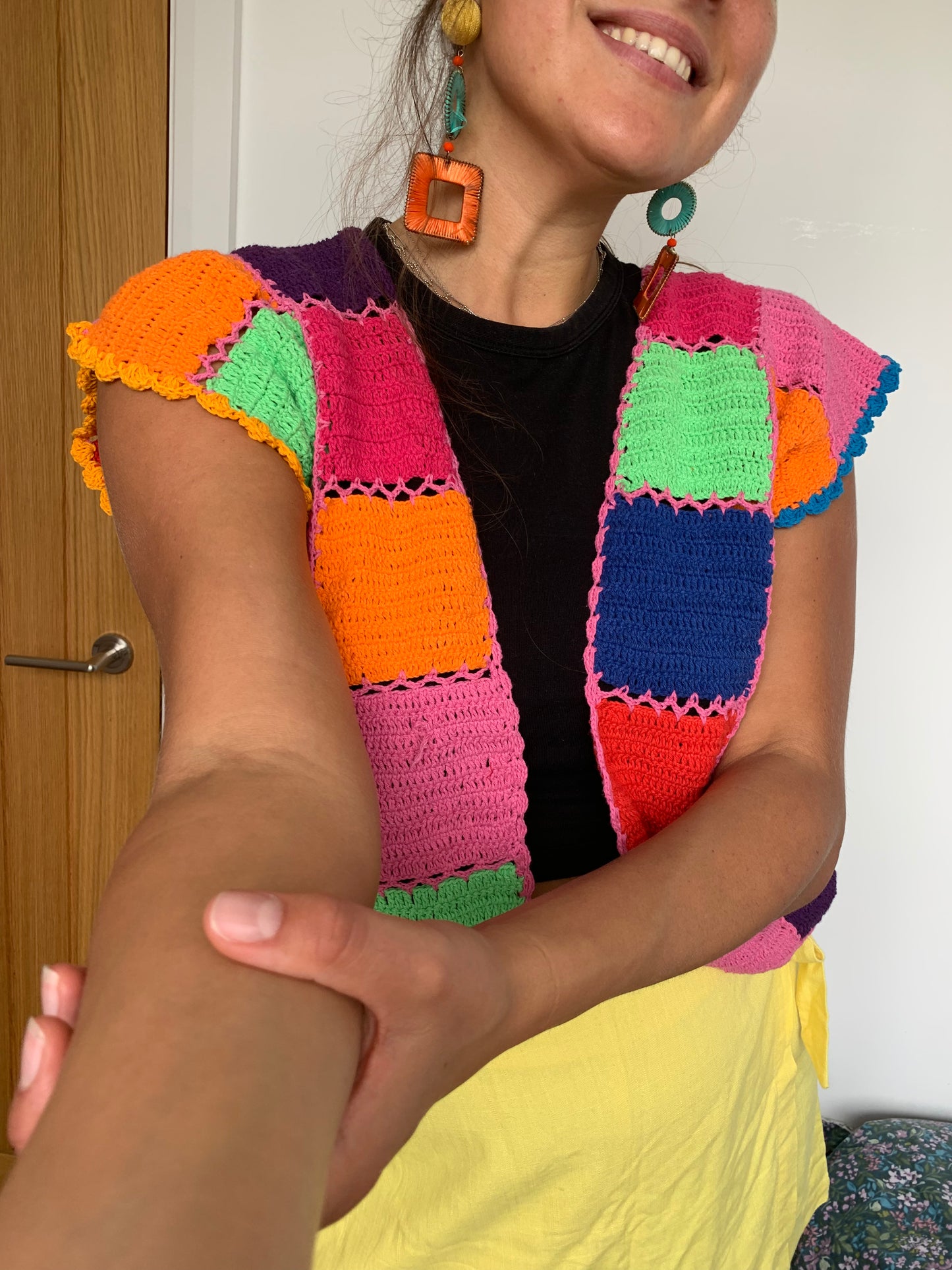 SAMPLE Checkerboard Waistcoat with Odd Scalloped Edging