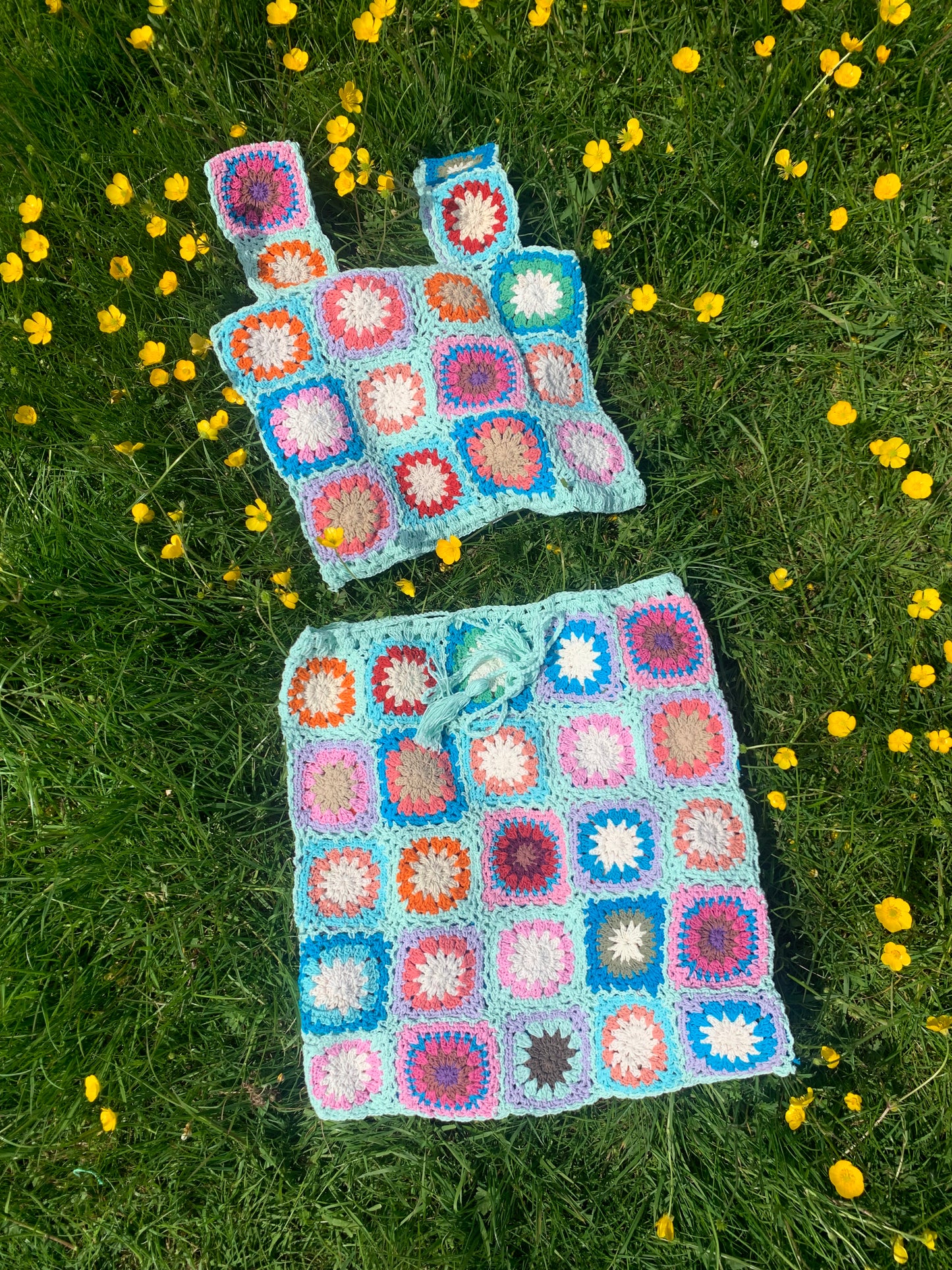 Patchwork Granny Square Crop Top - M