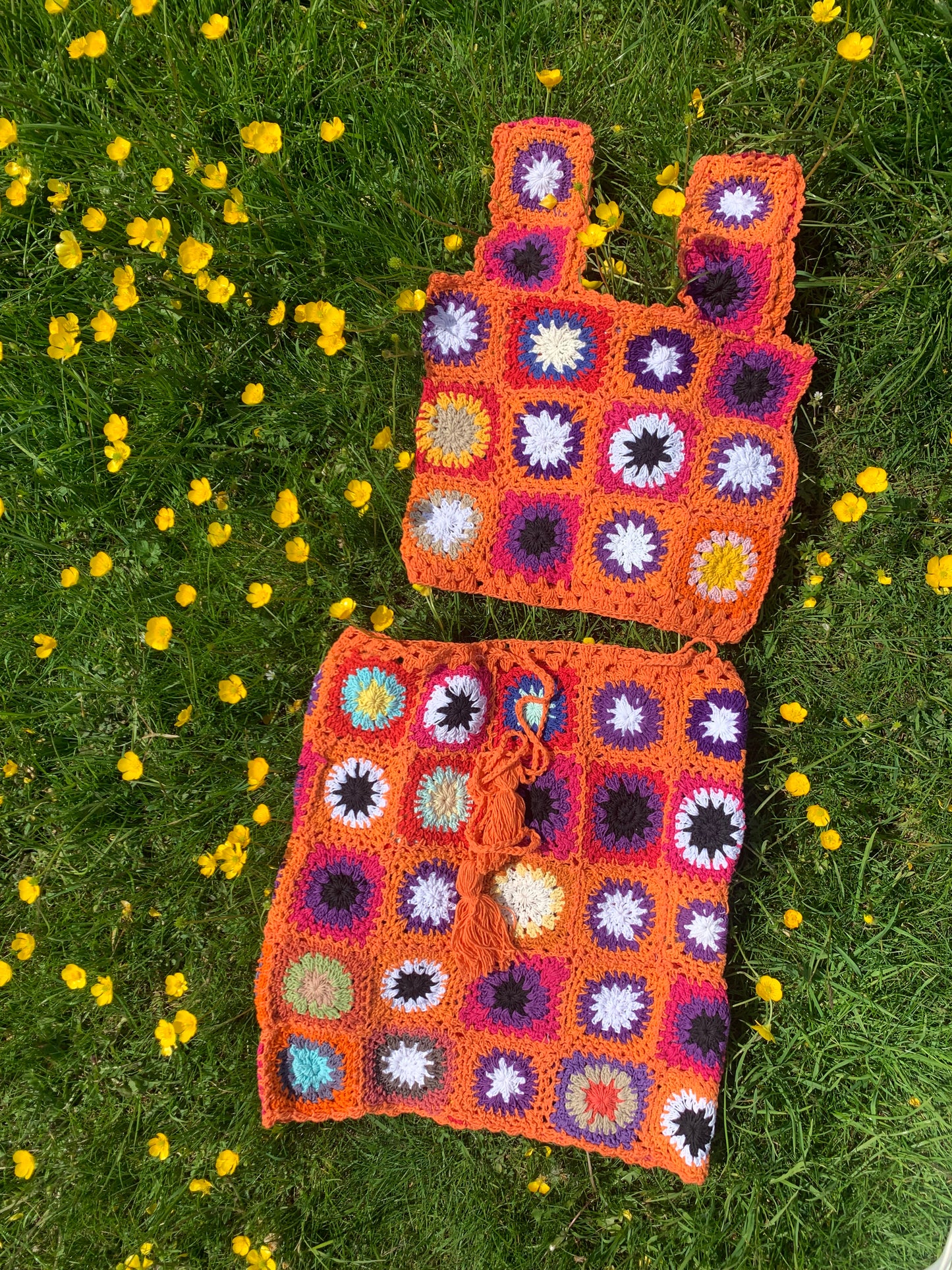 Patchwork Granny Square Skirt - M