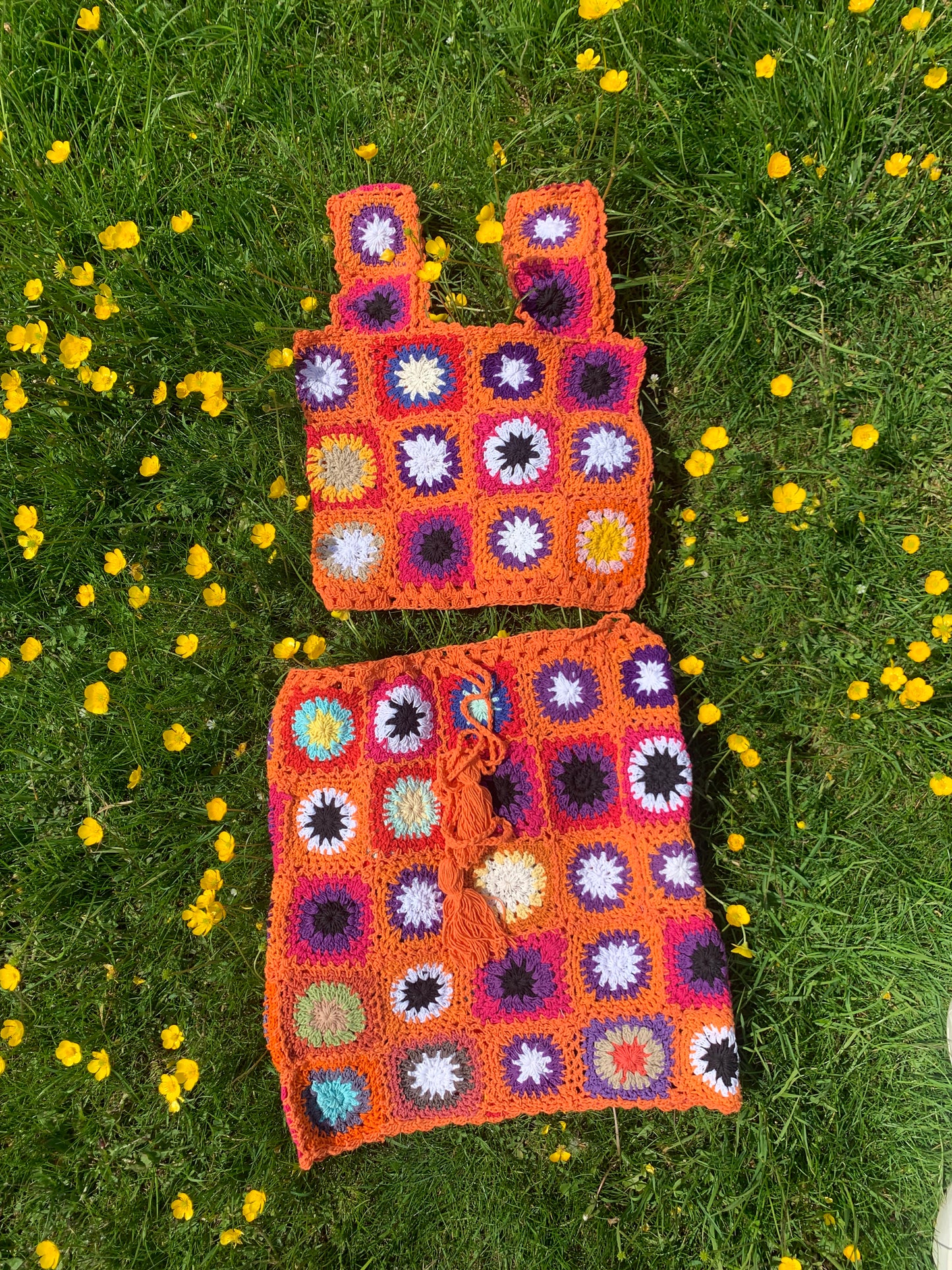Patchwork Granny Square Crop Top - M