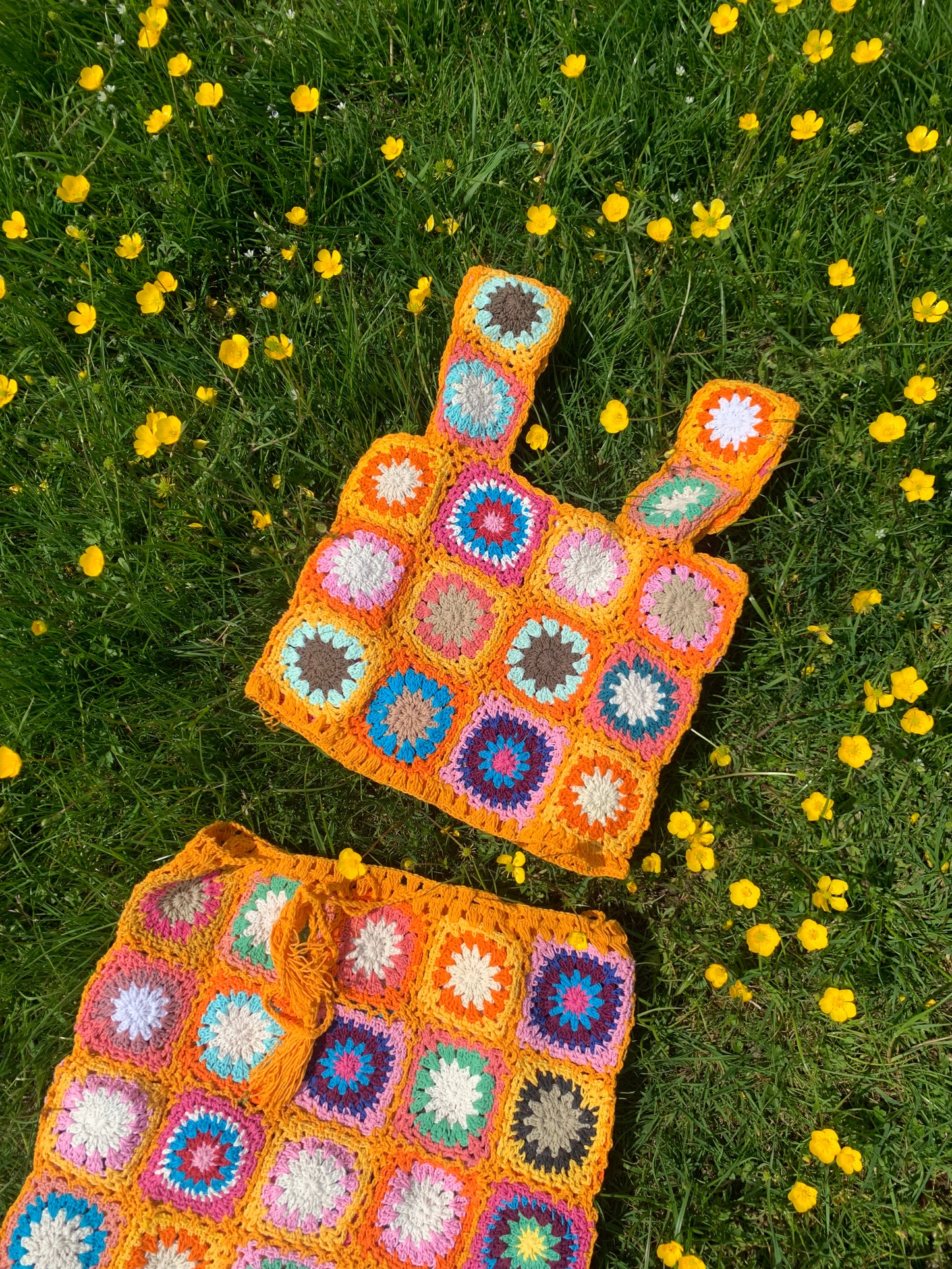 Patchwork Granny Square Crop Top - M