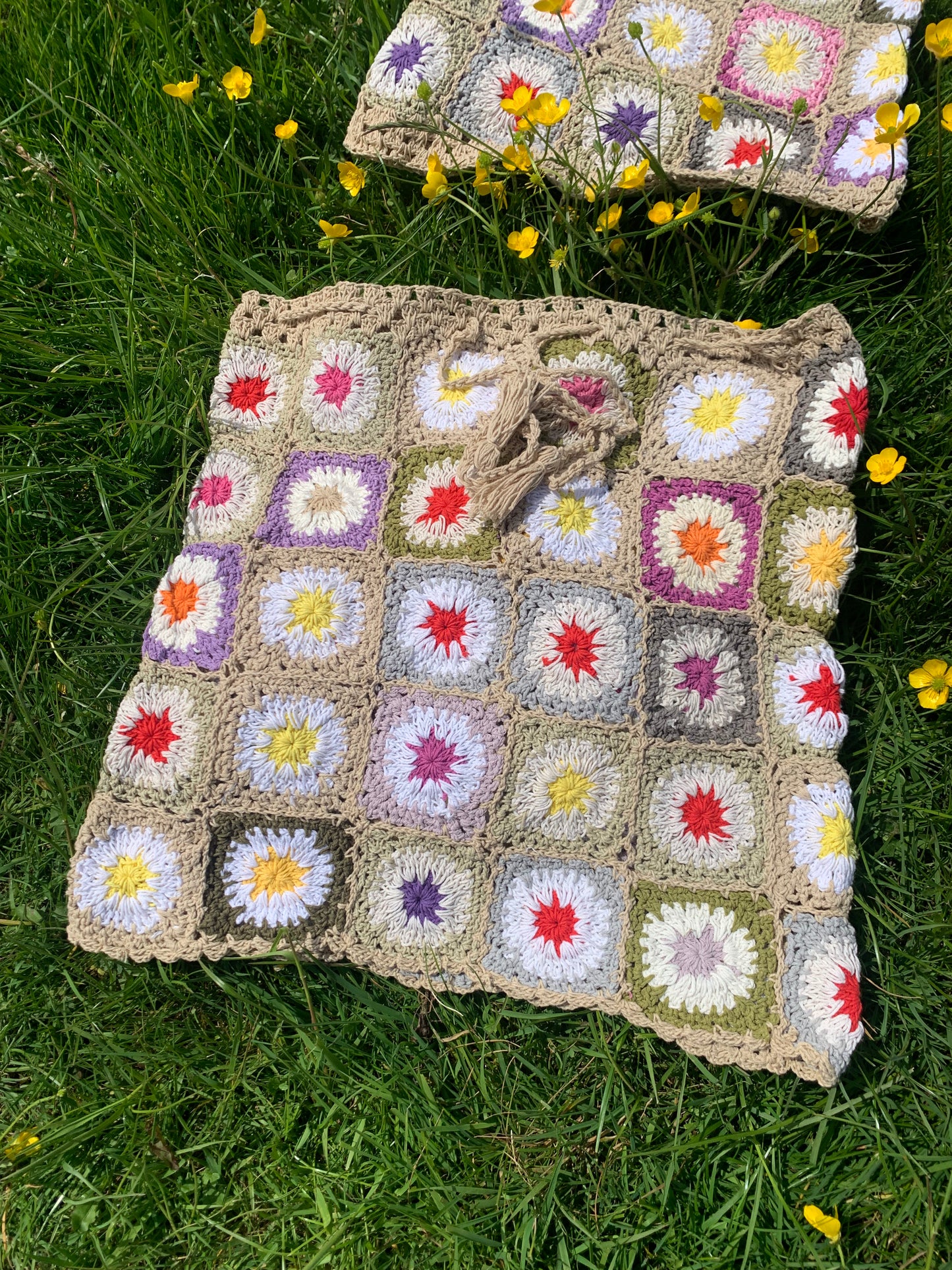 Patchwork Granny Square Skirt - L