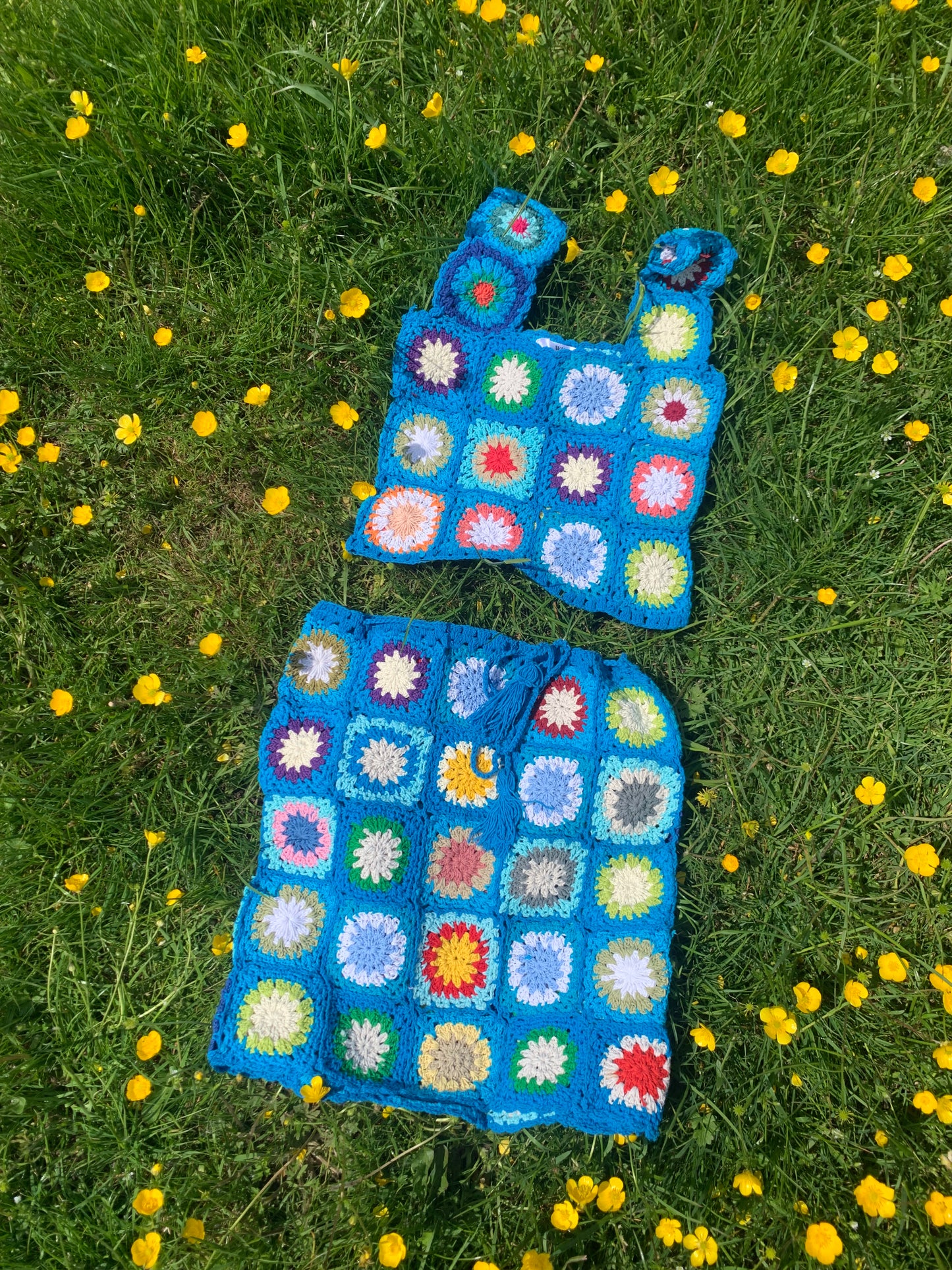 Patchwork Granny Square Crop Top - XS / S