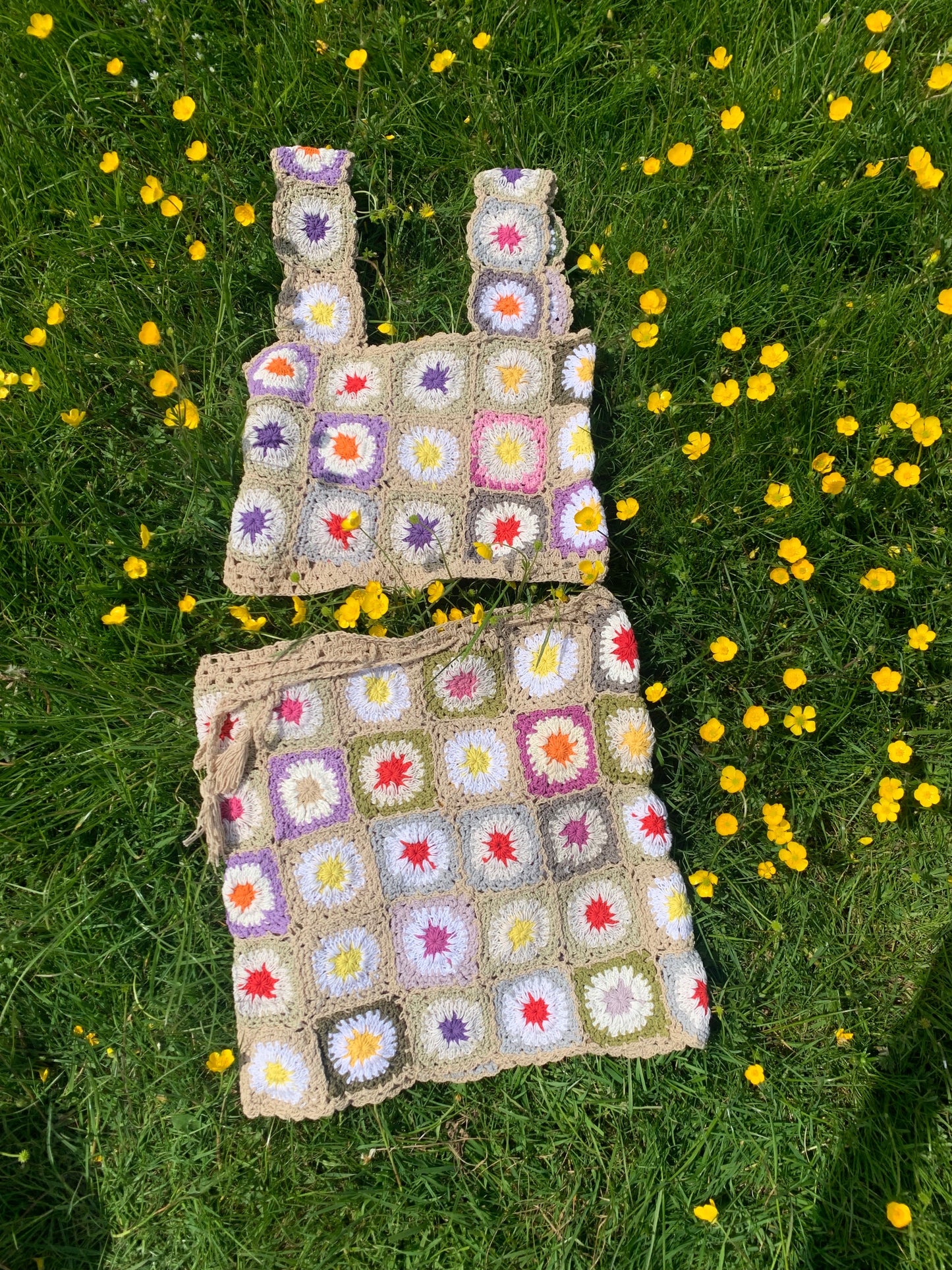 Patchwork Granny Square Skirt - L