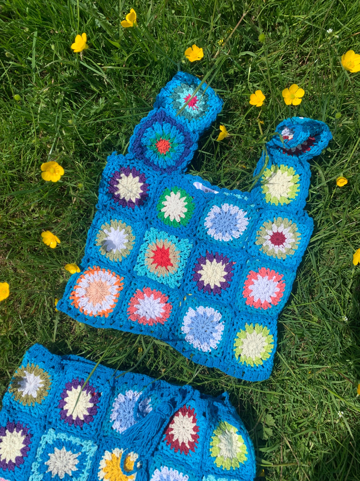 Patchwork Granny Square Crop Top - XS / S