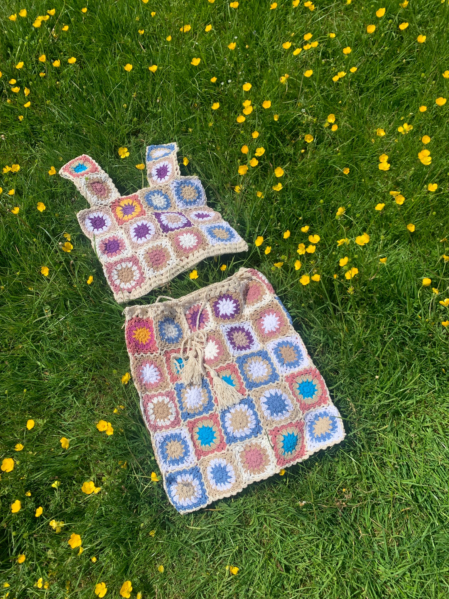 Patchwork Granny Square Crop Top - M
