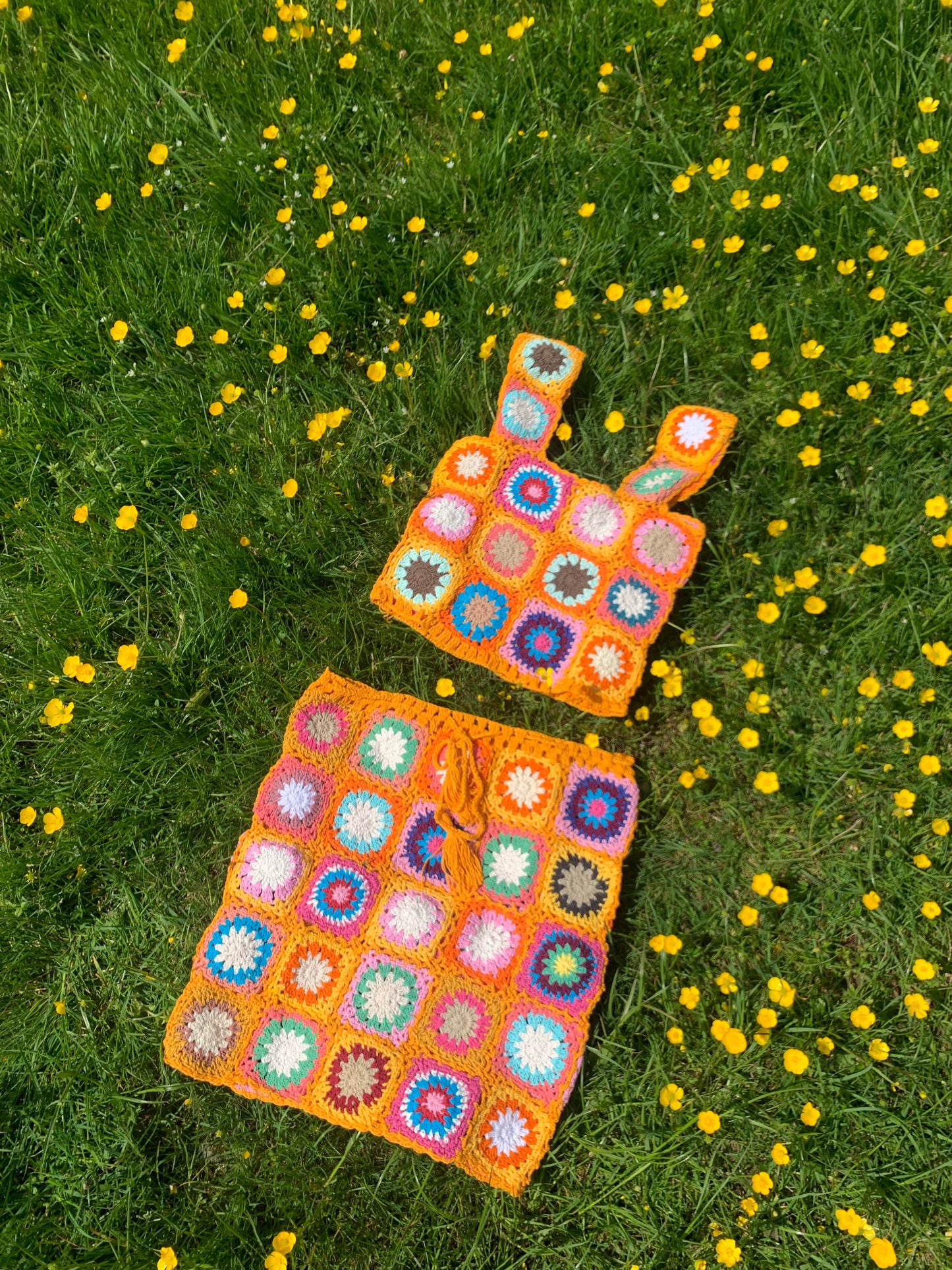 Patchwork Granny Square Crop Top - M