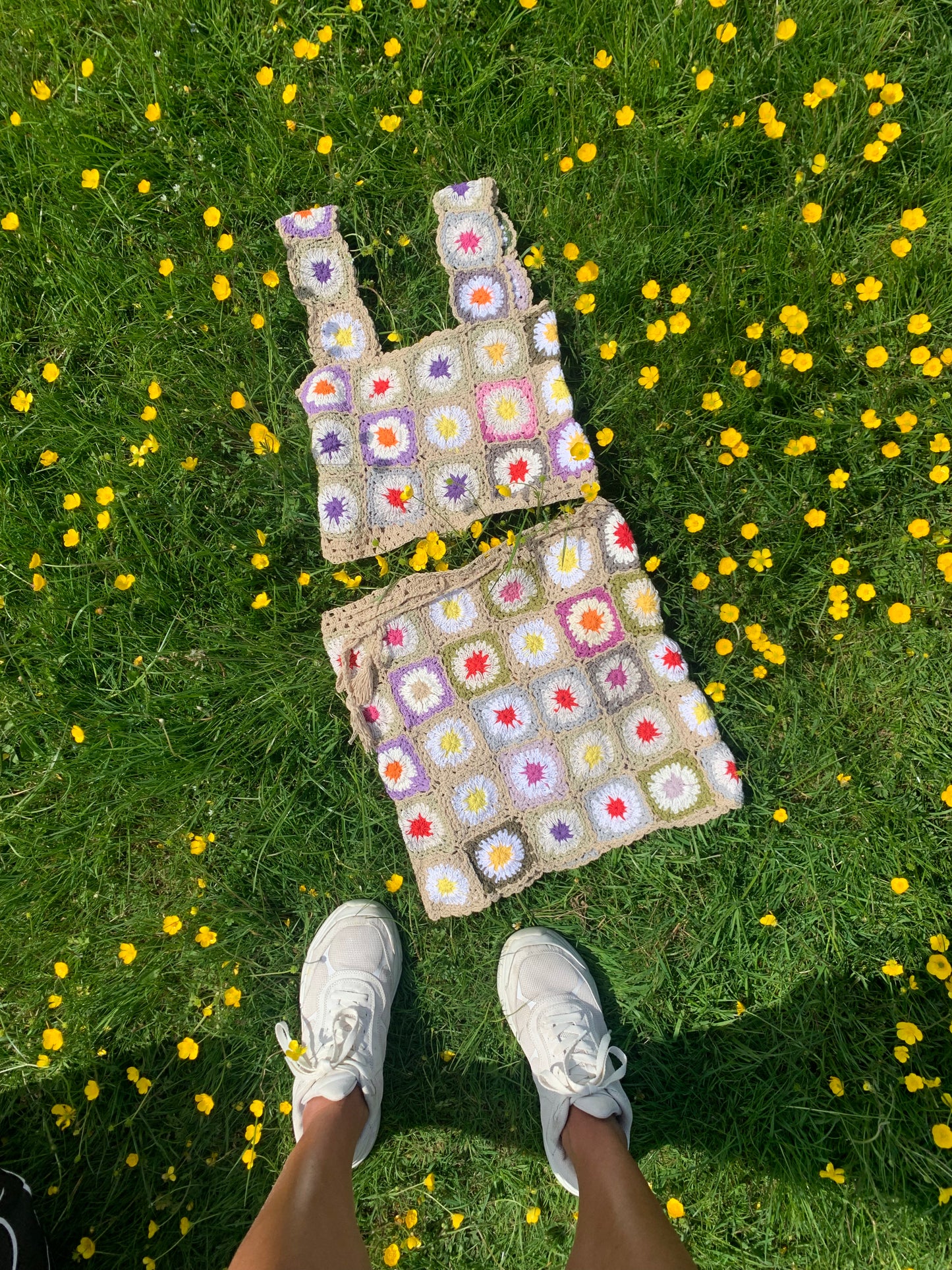 Patchwork Granny Square Skirt - L