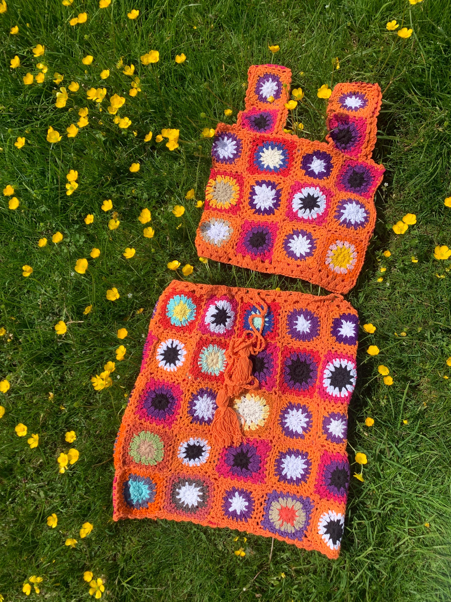 Patchwork Granny Square Crop Top - M