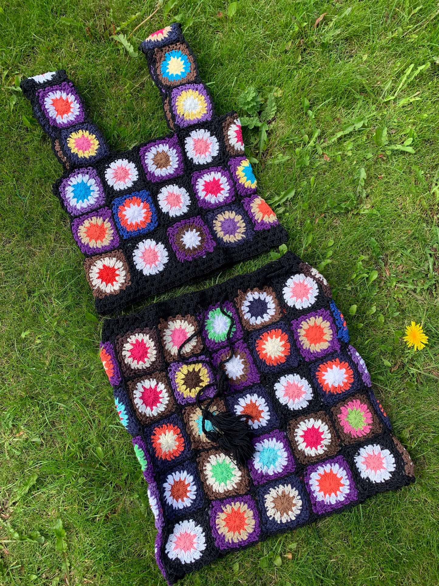 Patchwork Granny Square Skirt - L