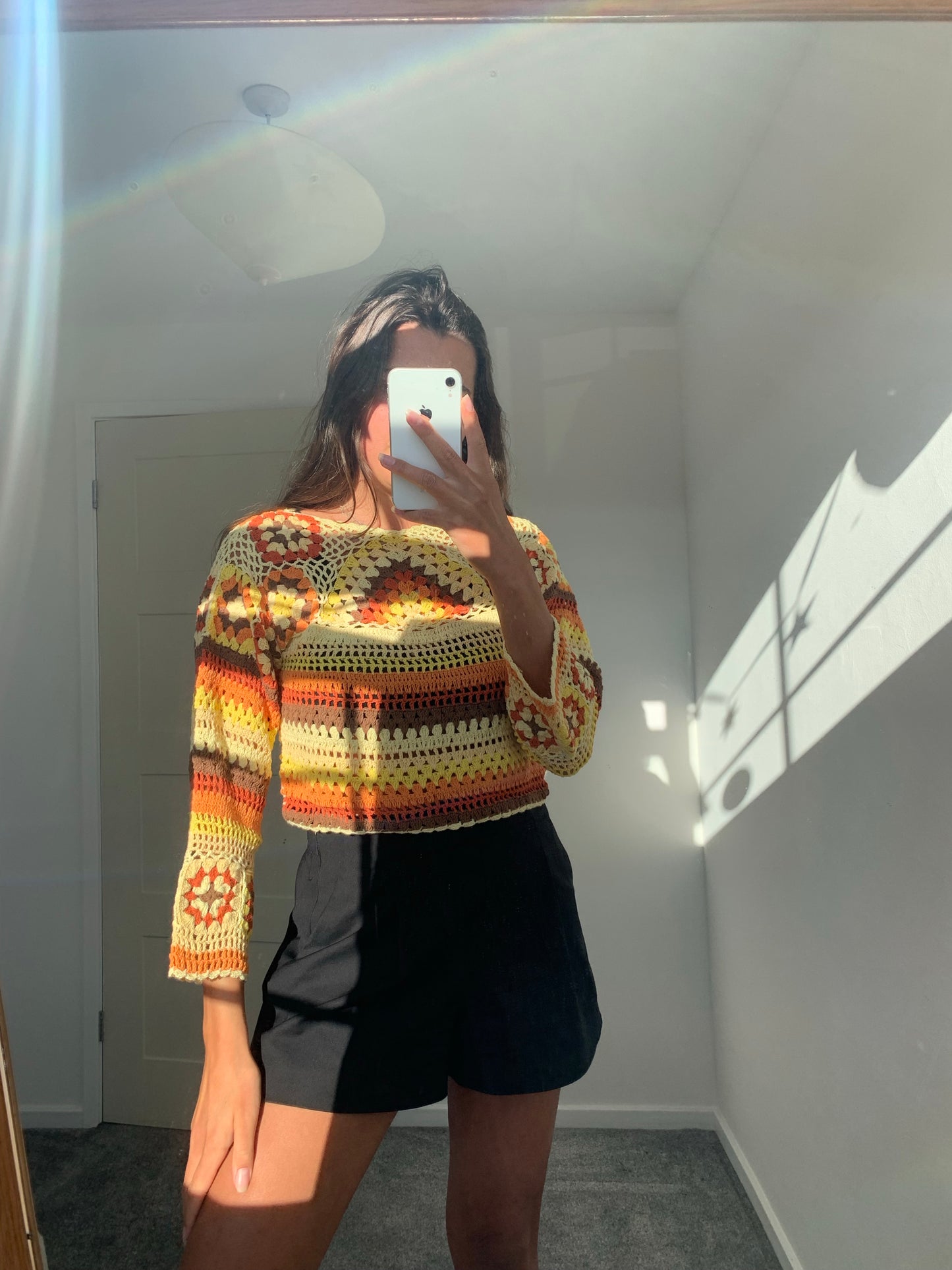 Ziggy cropped Jumper in 70s Sunset Yellow & Orange