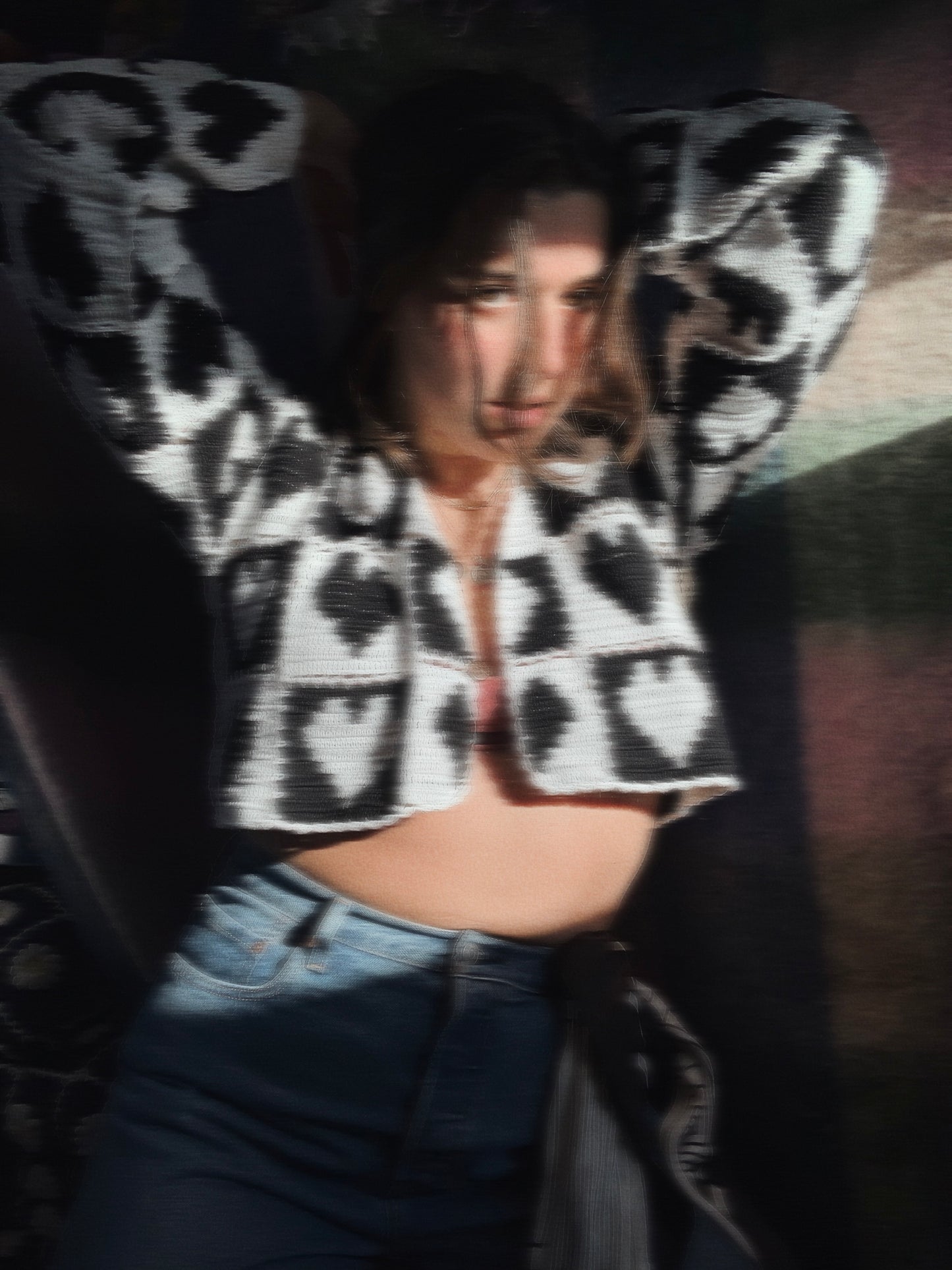 Heart on my sleeve Monochrome Black & White crochet Cardigan