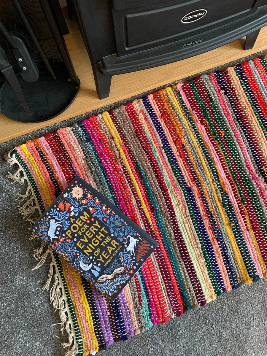 Rainbow Rag Rug made from recycled materials Wild Orange Tree