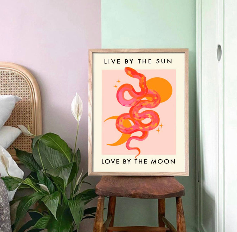 Snake, Stars & Moons A3 Art Print / Poster