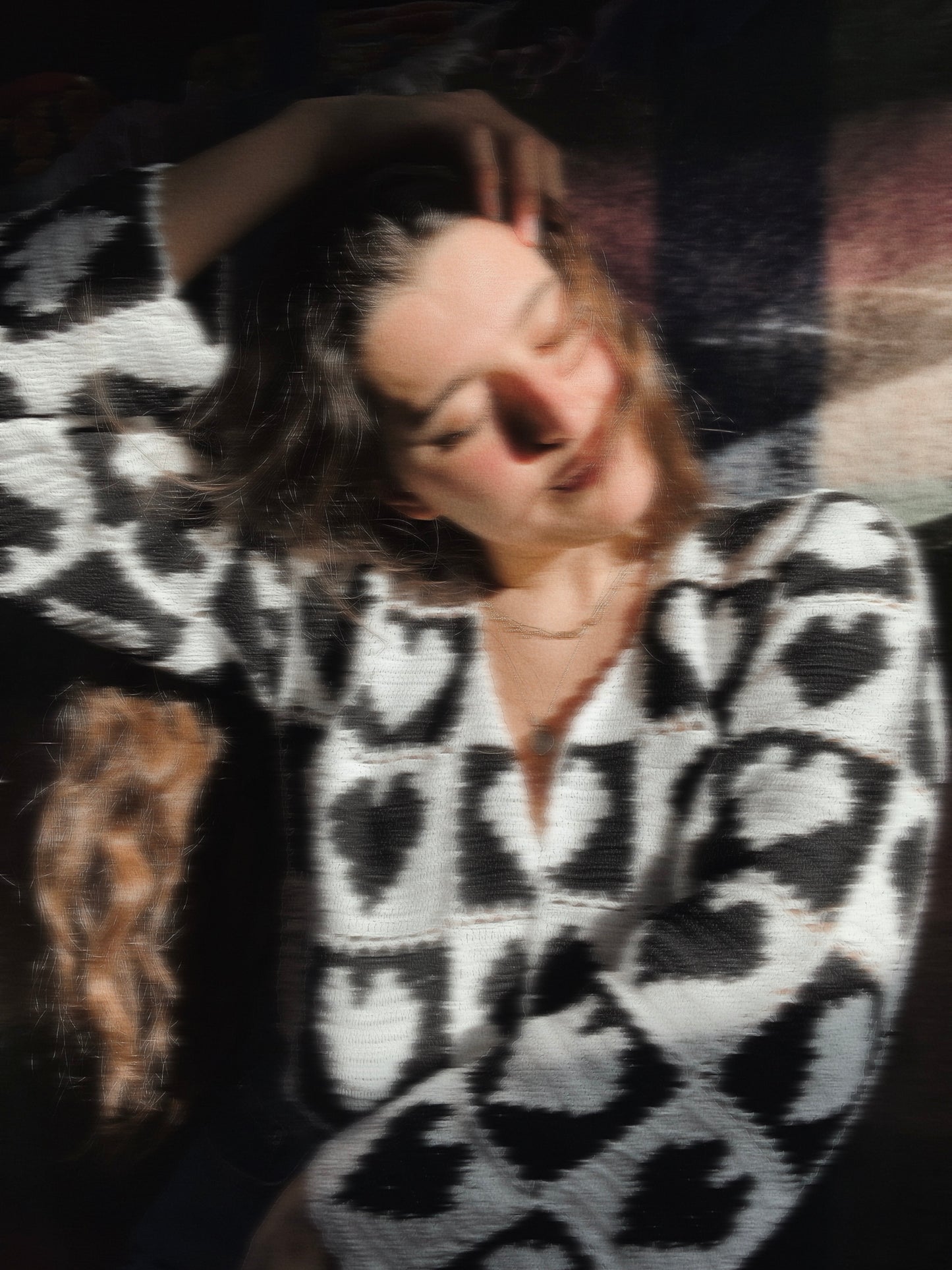 Heart on my sleeve Monochrome Black & White crochet Cardigan