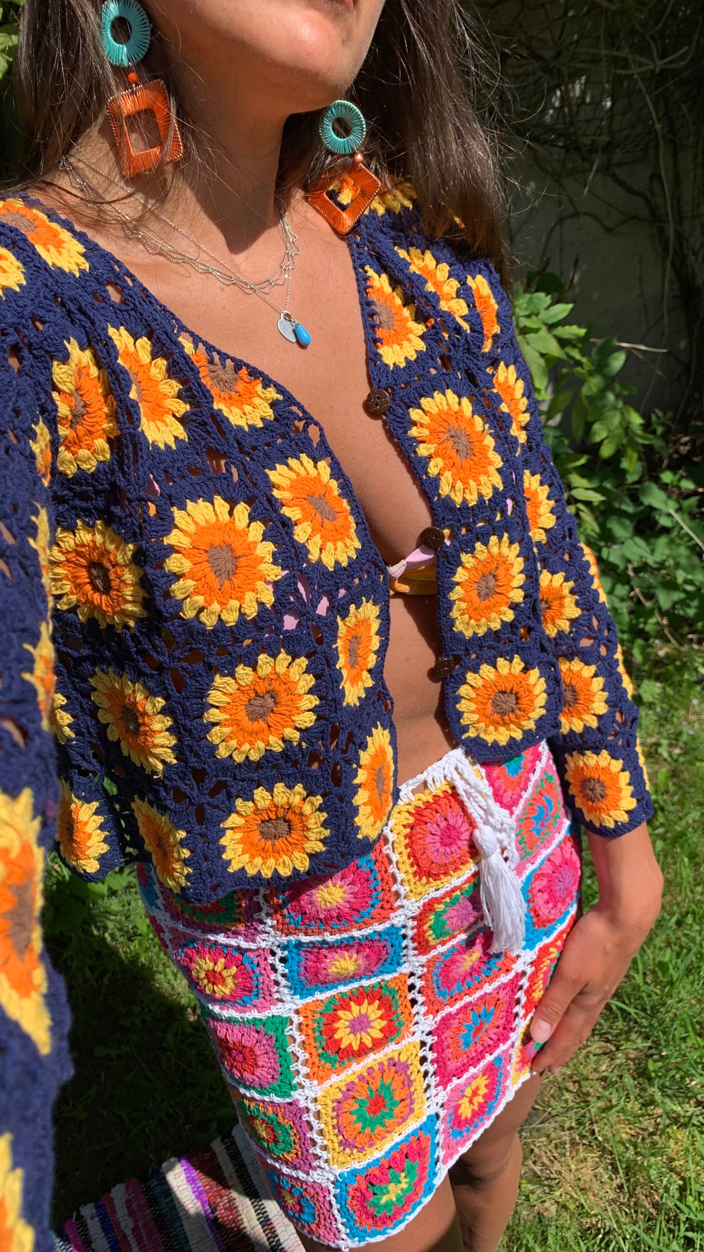 *REWILD* Sundance Kid in Blue Sunflower Cardigan