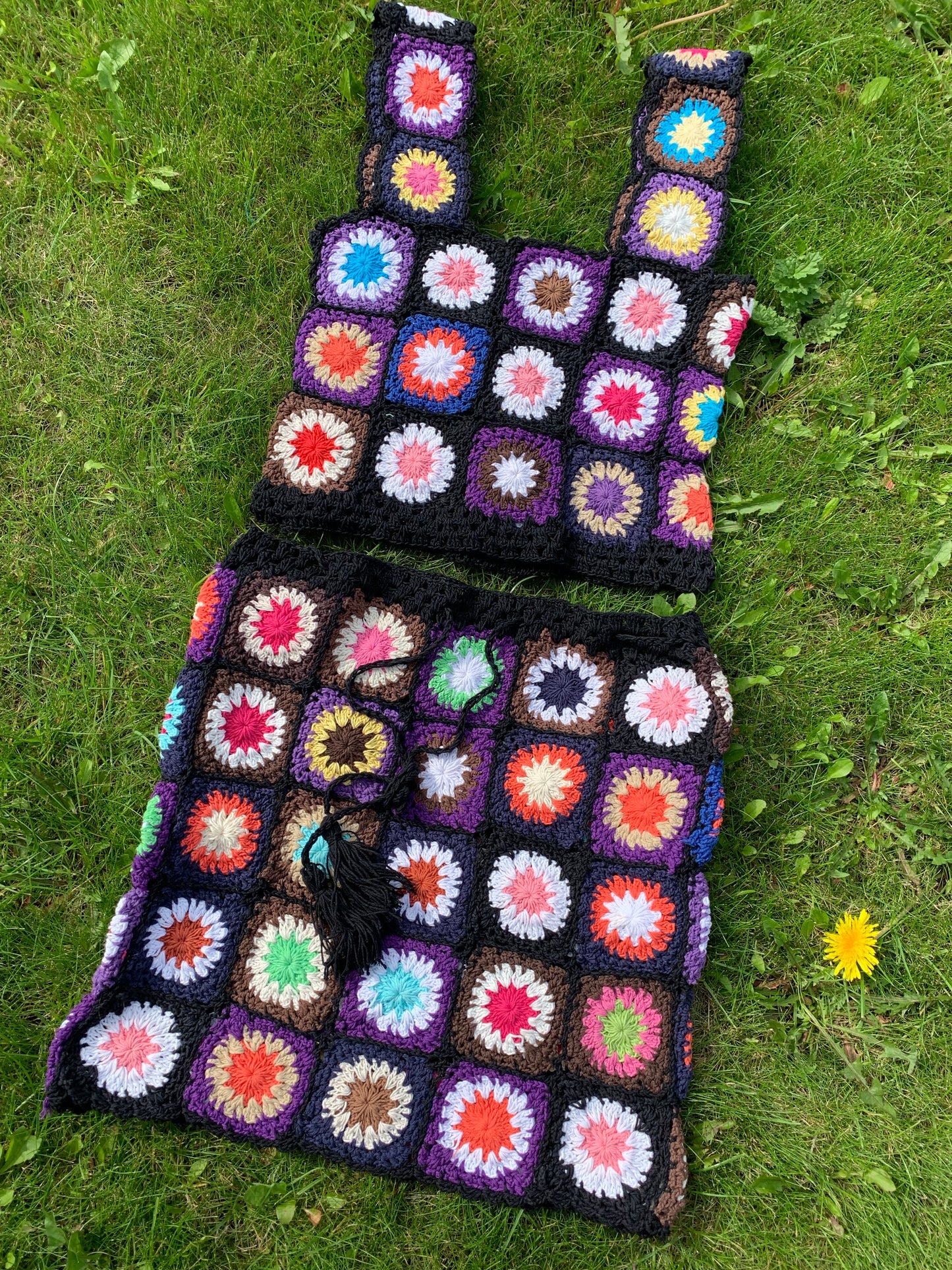 Patchwork Granny Square Skirt - L