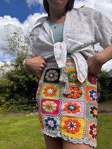 Bohemia Grey Floral Crochet Skirt