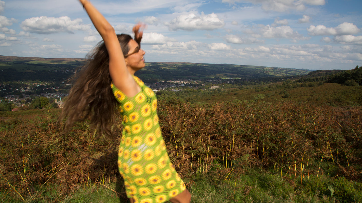 Sundance Kid Sunflower Crochet Dress