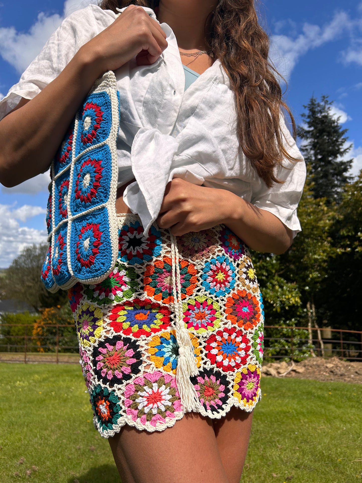 Granny Square Tote Bag with zip