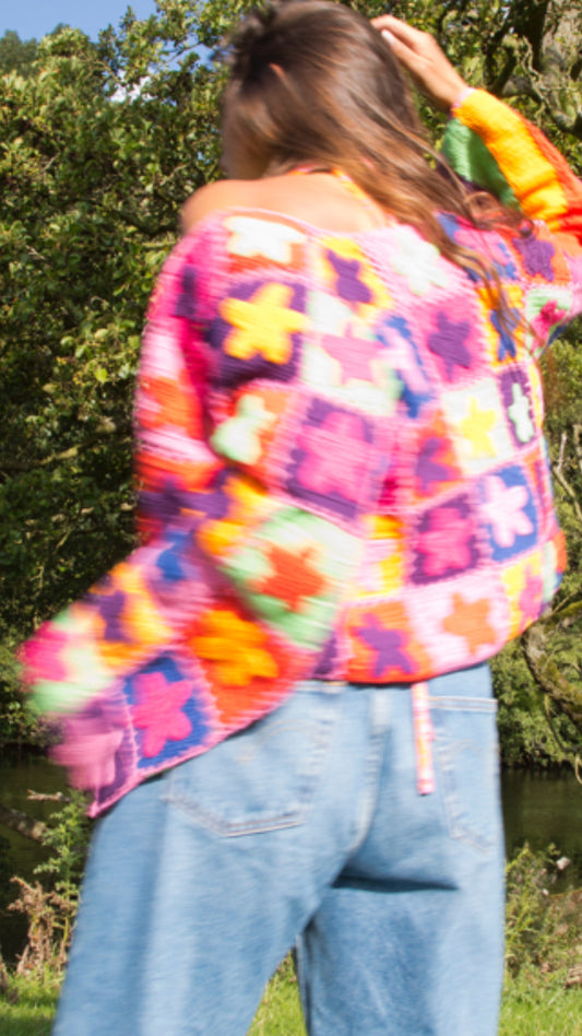 Stardust Multicoloured Crochet Star Cardigan