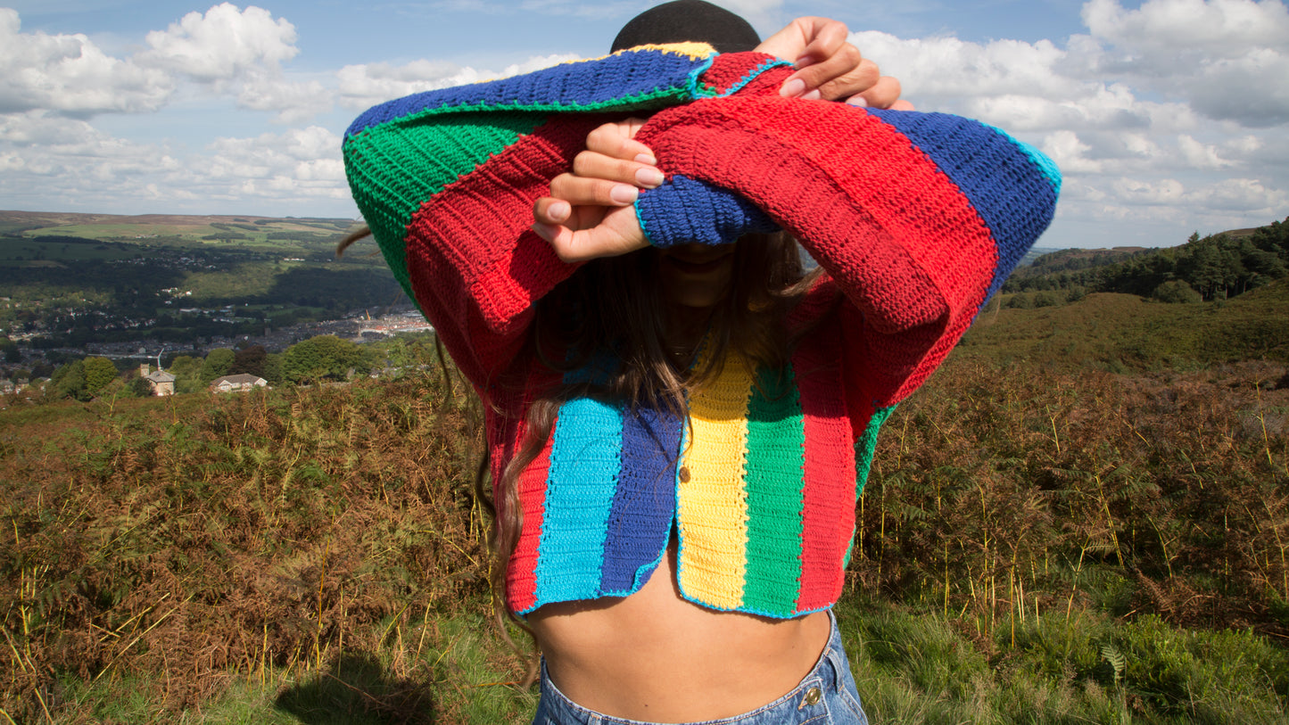 Ringmaster Striped Crochet Cardigan