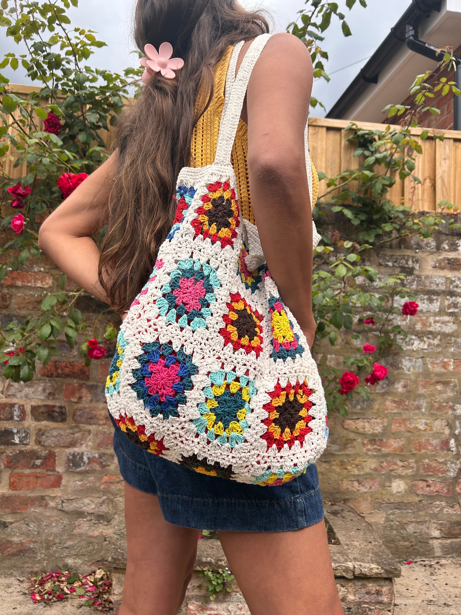 Granny Square Crochet Tote Shoulder Bag Wild Orange Tree