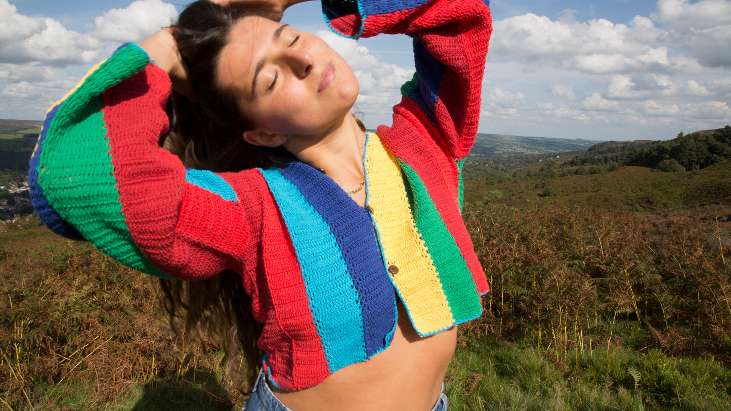 Ringmaster Striped Crochet Cardigan