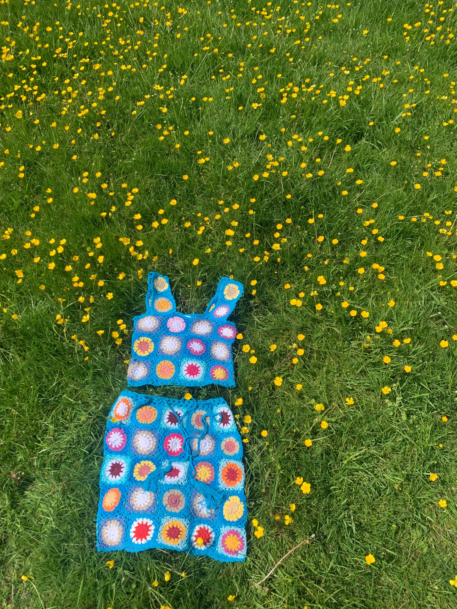 Patchwork Granny Square Crop Top - M