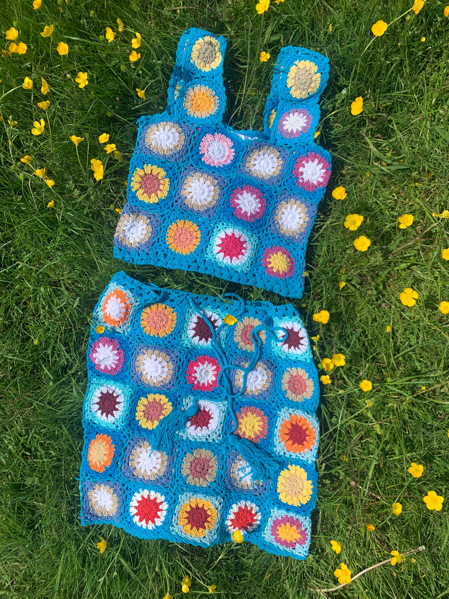 Patchwork Granny Square Crop Top - M