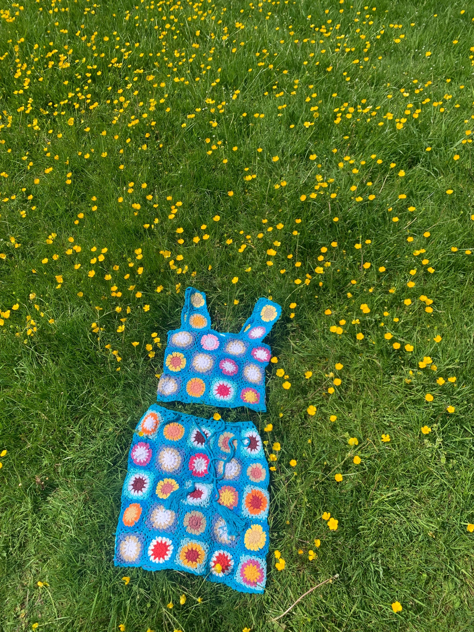 Patchwork Granny Square Crop Top - M