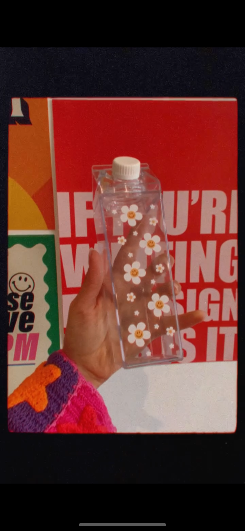 Daisy Milk Carton Water Bottle