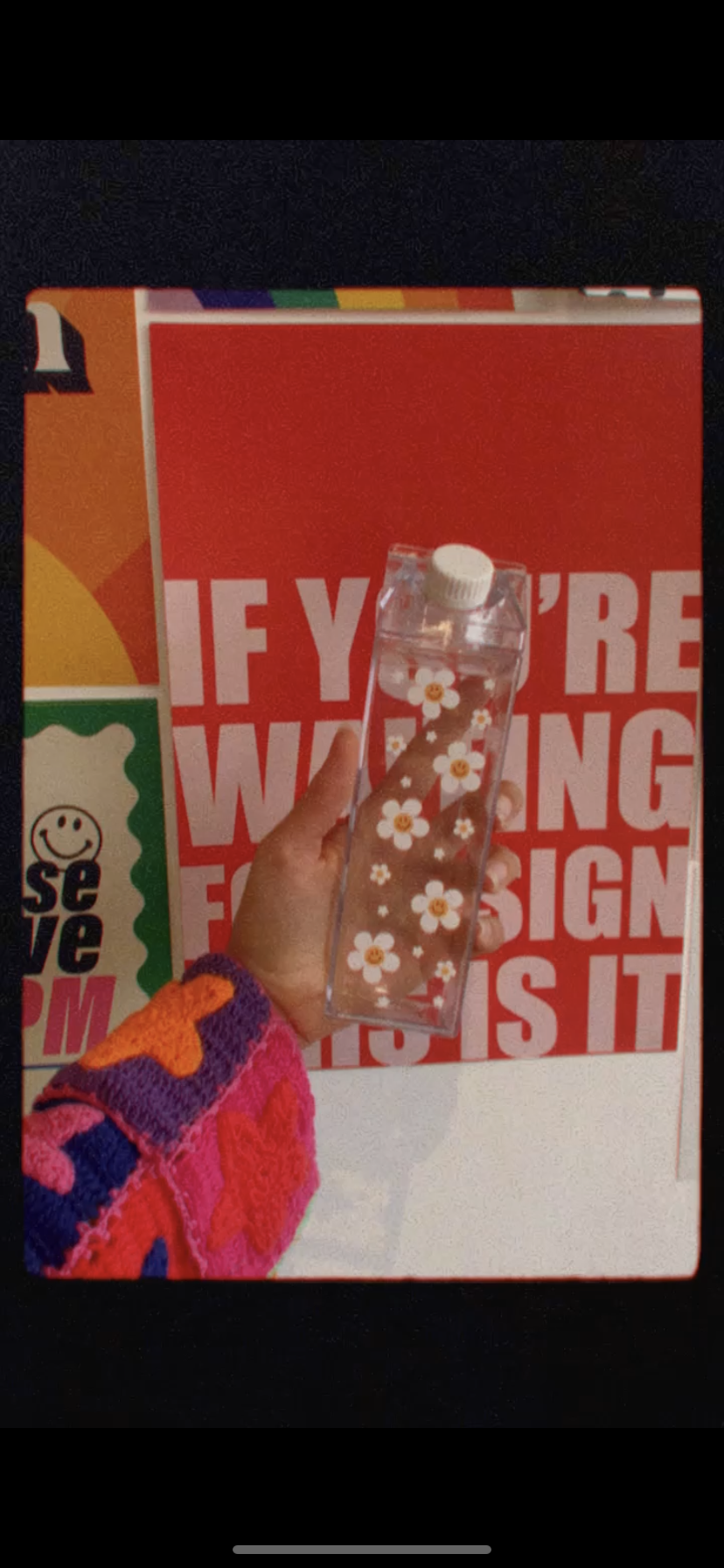 Daisy Milk Carton Water Bottle