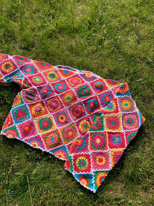 Tutti Frutti Full Length Granny Square Crochet Jumper
