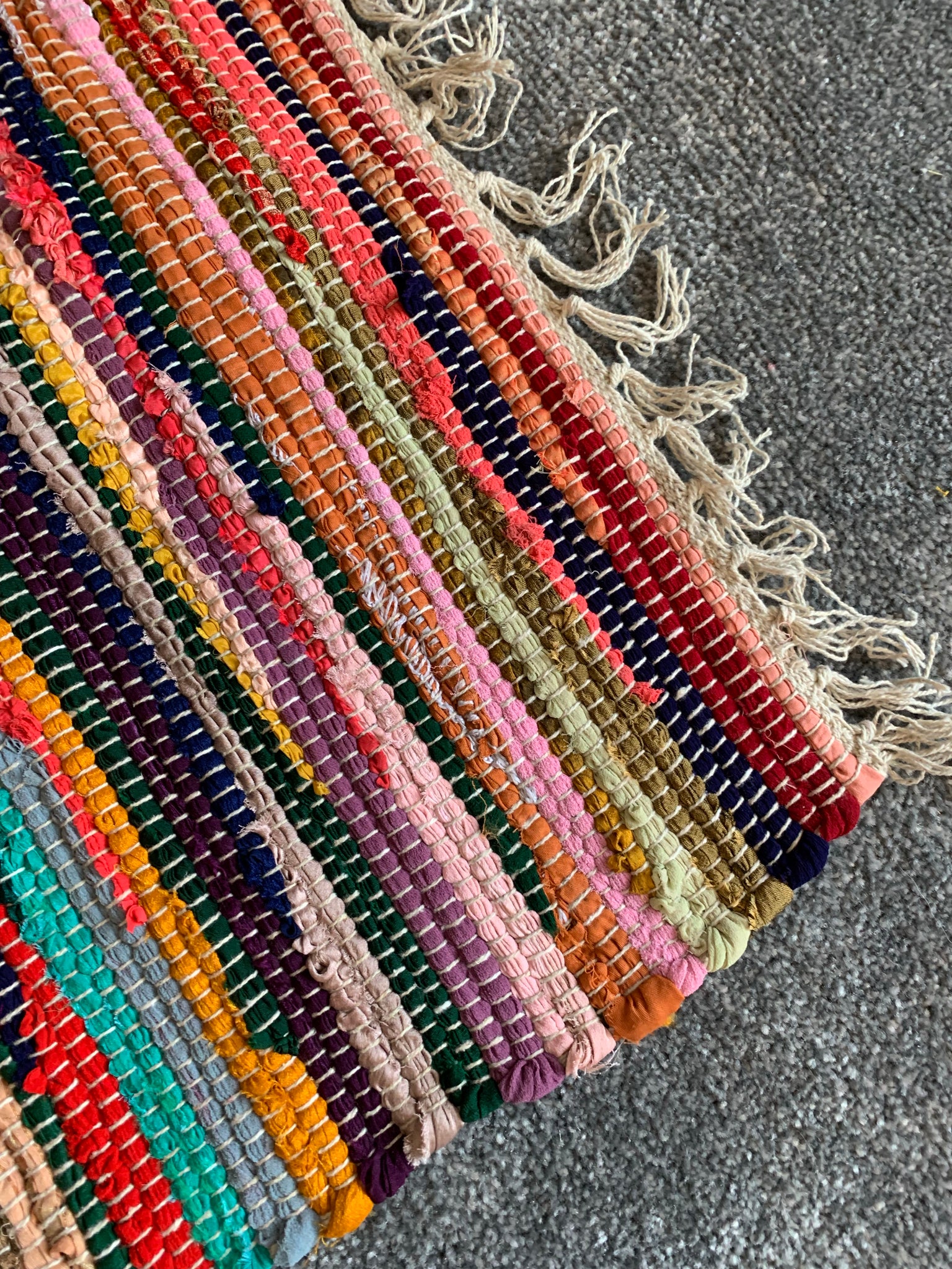 Rainbow Rag Rug made from recycled materials