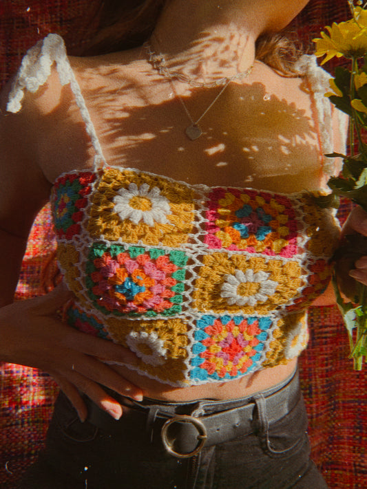 “Mimi” Patchwork Cropped Top
