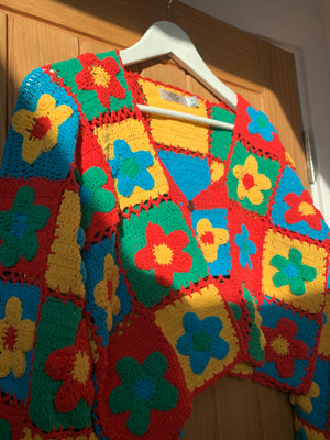 Reversible Carousel Primary Colour Crochet Cardigan