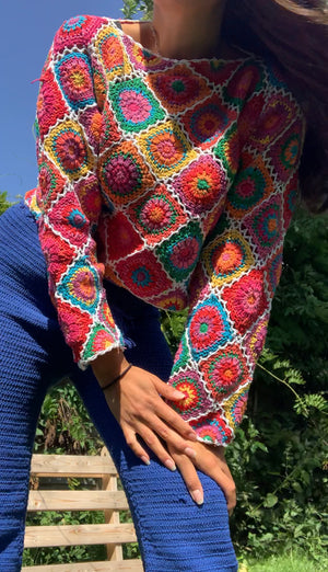 Tutti Frutti Full Length Granny Square Crochet Jumper