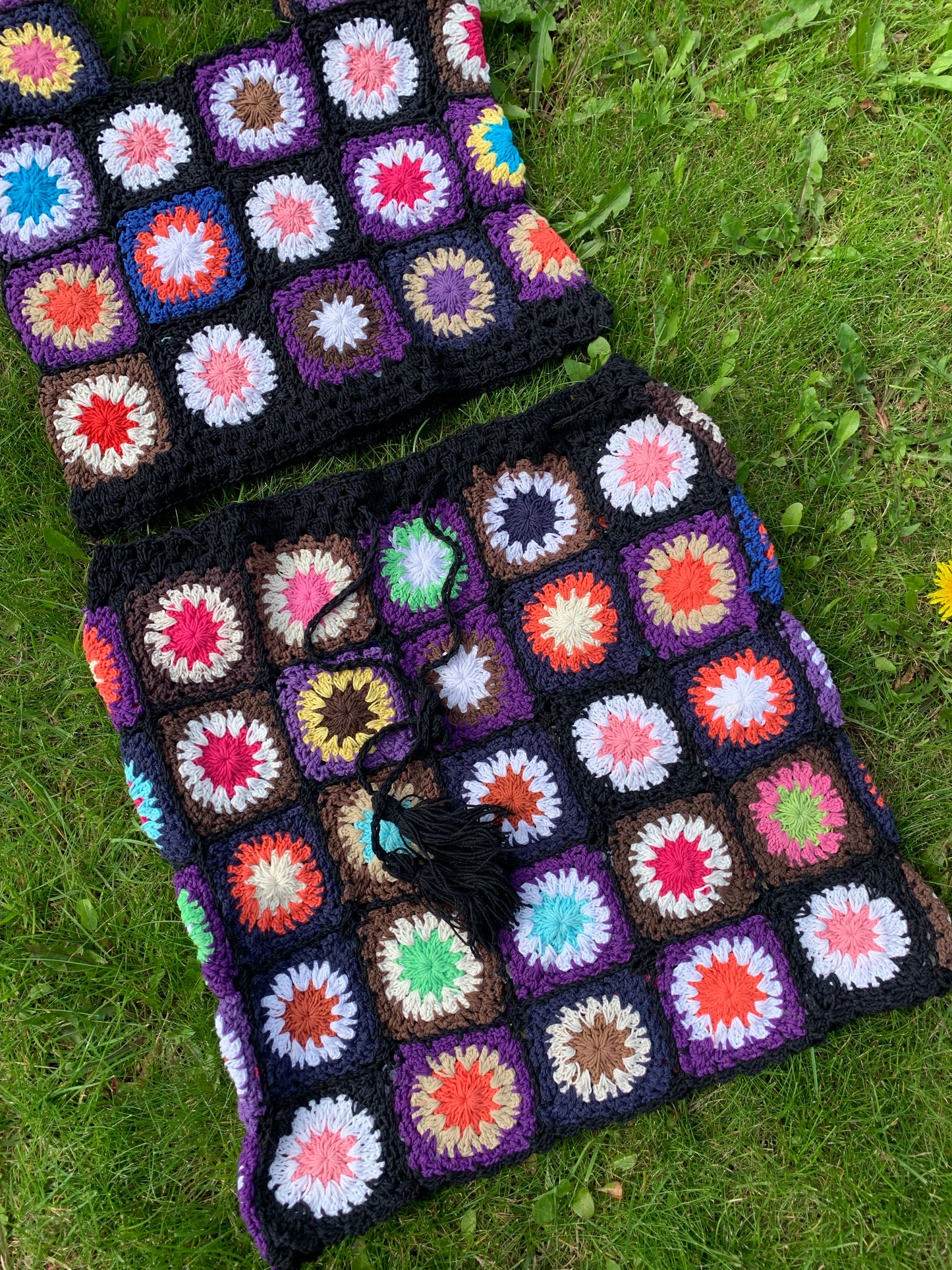 Patchwork Granny Square Skirt - L