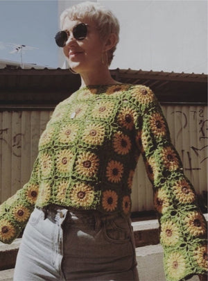 Sundance Kid Sunflower Crochet Jumper